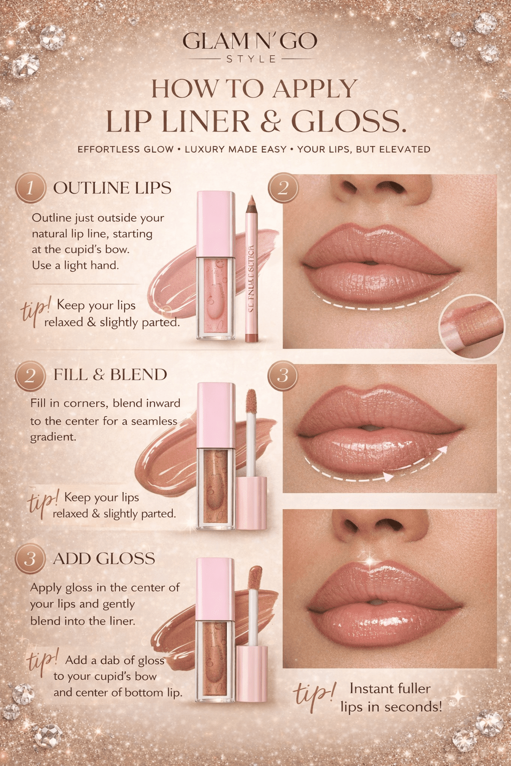 How to Apply Lip Liner & Gloss for the Perfect Everyday Glam! ✨ - Glam N' Go Style