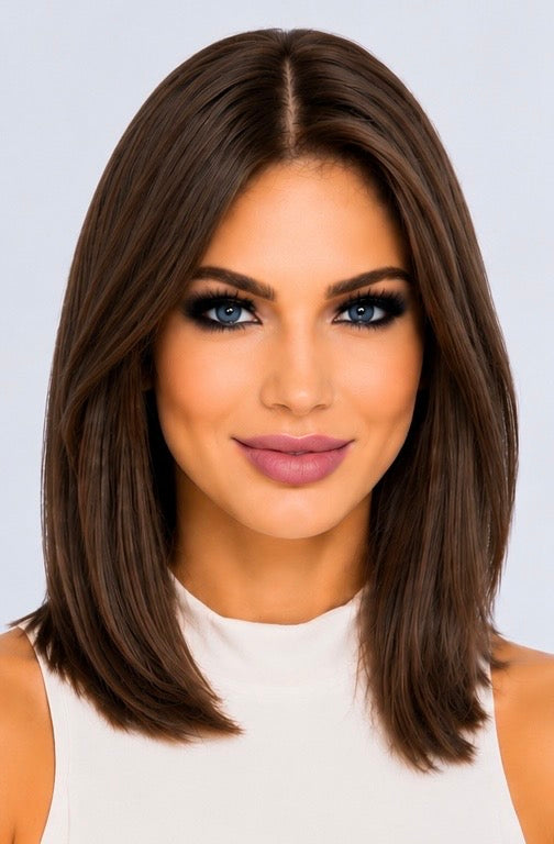 Dark Brown Synthetic Bob Wig Lace Front, Heat Resistant & Glueless (MOST POPULAR)