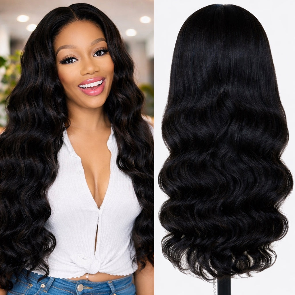 13×4 Human Hair Full HD Lace Front Wig Jet Black Wavy 20 Inch (BEST SELLER)