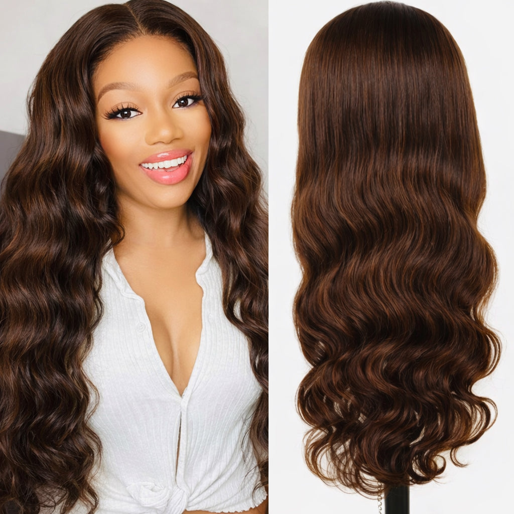 13×4 Human Hair Full HD Lace Front Wig Chestnut Brown Wavy 20 Inch (BEST SELLER)