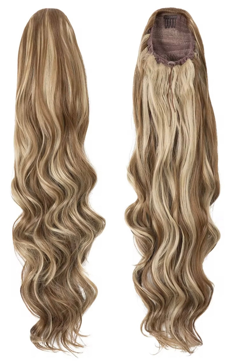 32" Long Natural Wave Drawstring Ponytail Extension | Kanekalon Futura Fiber (Glamorous)