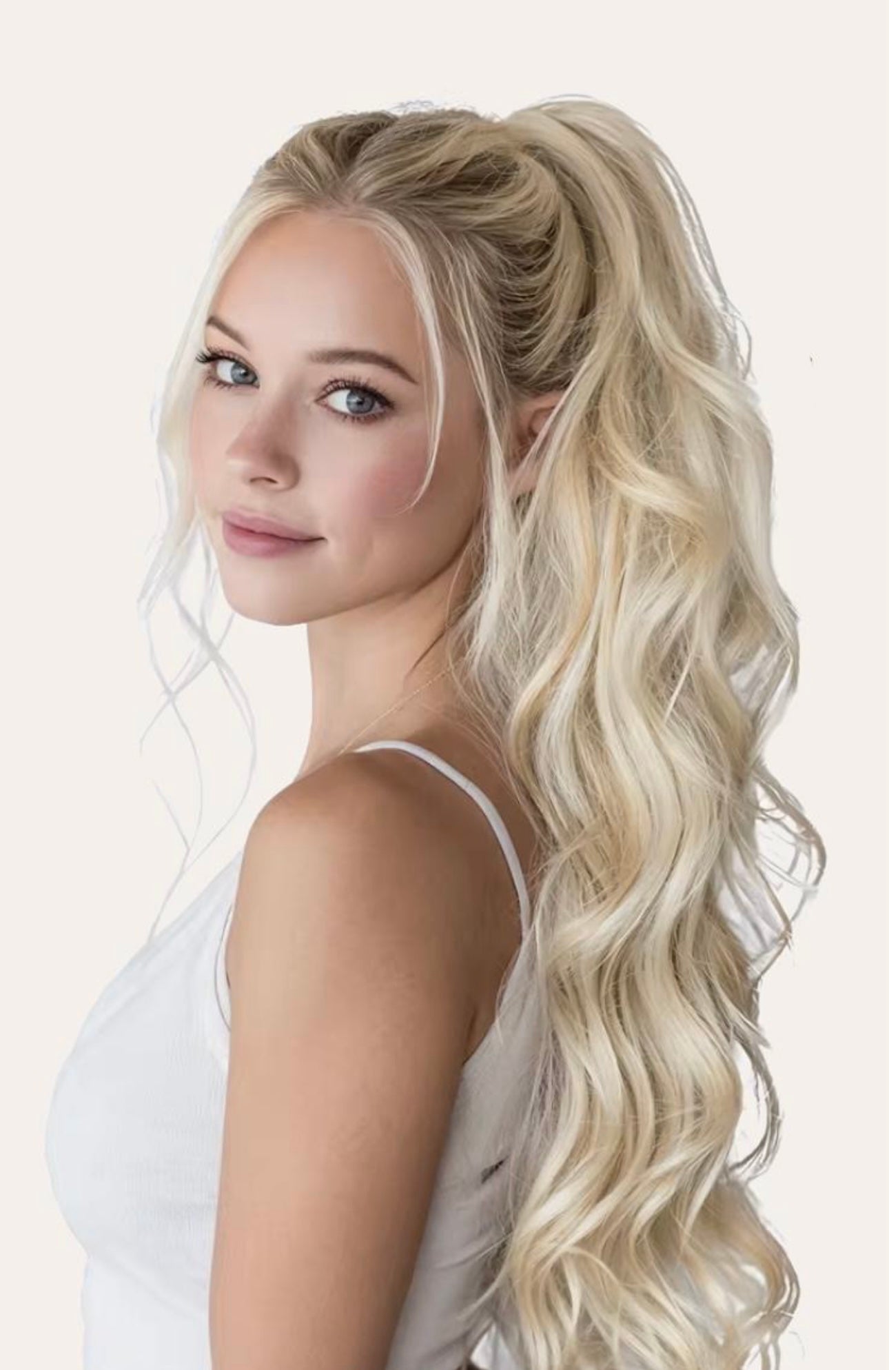 32" Long Natural Wave Drawstring Ponytail Extension | Kanekalon Futura Fiber (Glamorous)