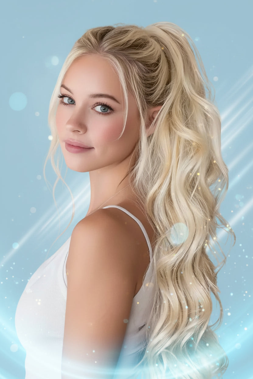 32 Inch Natural Wave Drawstring Ponytail Kanekalon Futura Fiber Heat Resistant Glamorous - Glam N' Go Style