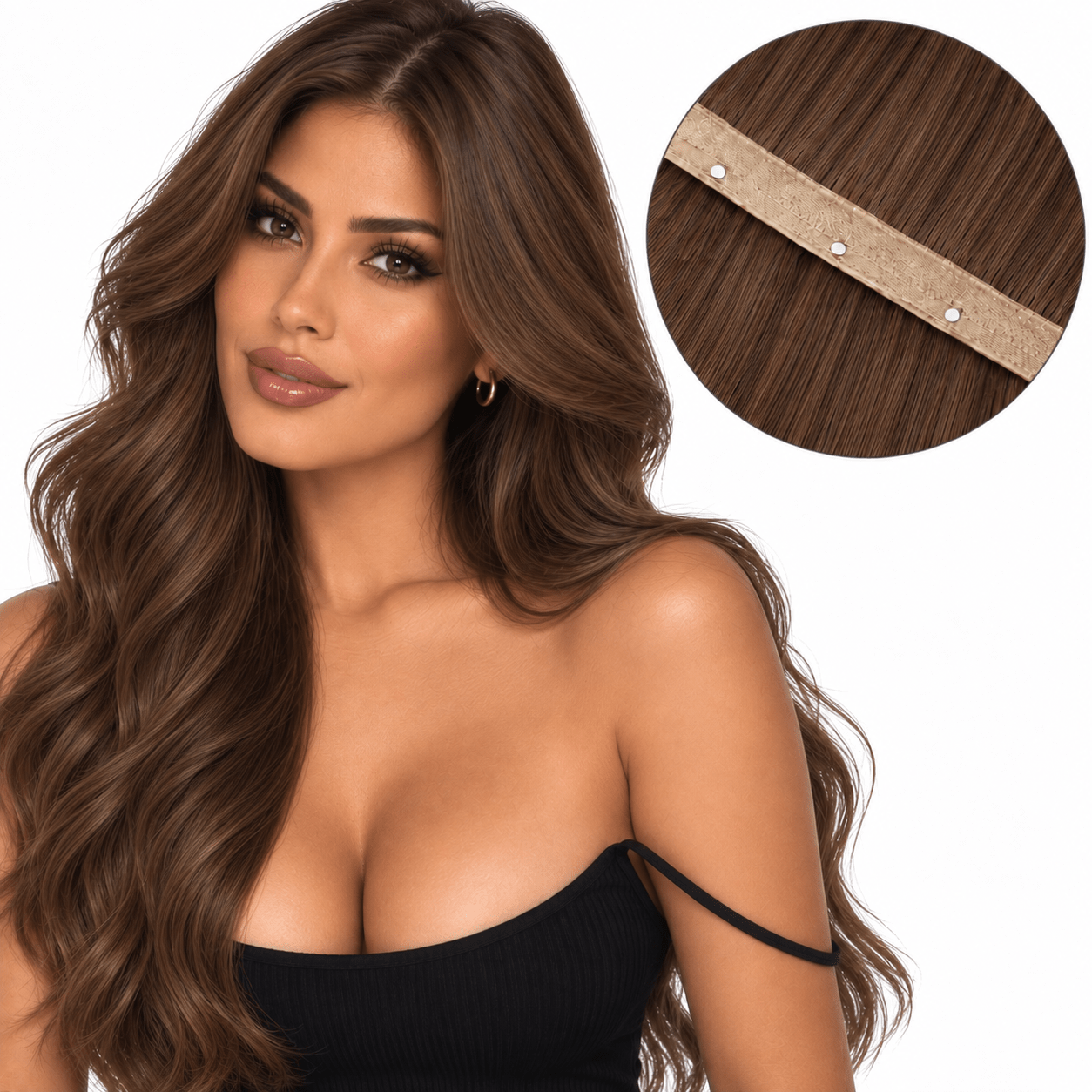 22" Human Hair Butterfly Weft Extensions | Medium Brown - Glam N' Go Style