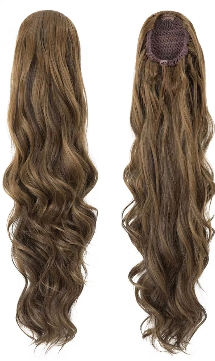 32" Long Natural Wave Drawstring Ponytail Extension | Kanekalon Futura Fiber (Glamorous)