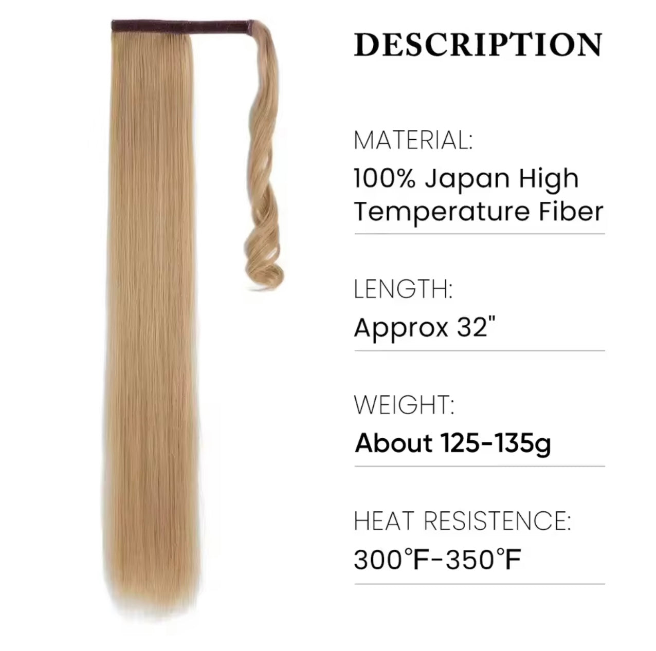 32" Straight Clip-In Wrap Around Ponytail Extension | Premium Synthetic Fiber (HOT/TRENDING)