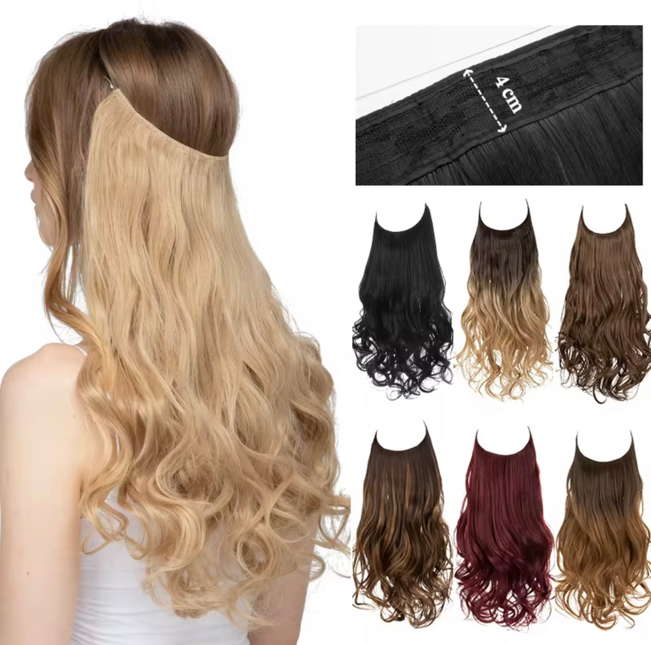 Wavy Invisible Wire Fiber Hair Extensions (VERY POPULAR)