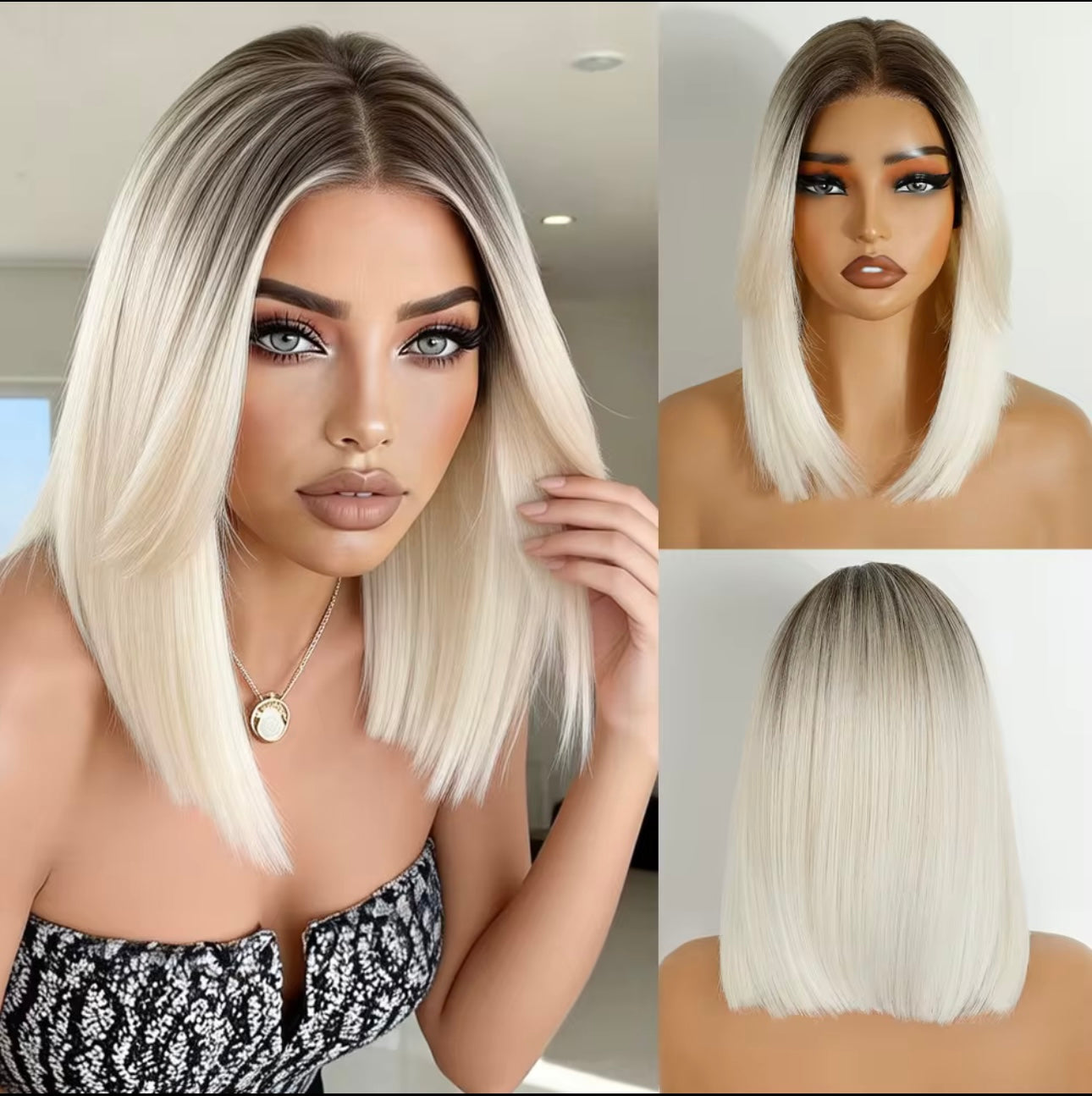 Highlight Bob HD Lace Front Synthetic Hair Wig (Beginner Friendly/Polished Look)