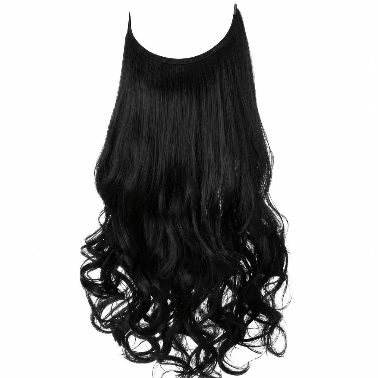 Wavy Invisible Wire Hair Extension Synthetic Fiber No-Clip Halo Design Very Popular - Glam N' Go Style