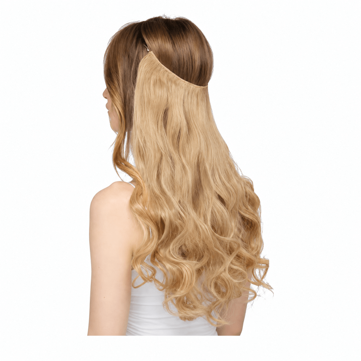 Wavy Invisible Wire Hair Extension Synthetic Fiber No-Clip Halo Design Very Popular - Glam N' Go Style