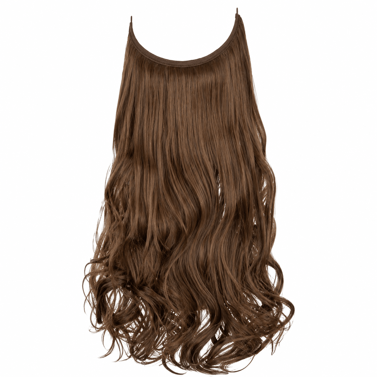 Wavy Invisible Wire Hair Extension Synthetic Fiber No-Clip Halo Design Very Popular - Glam N' Go Style
