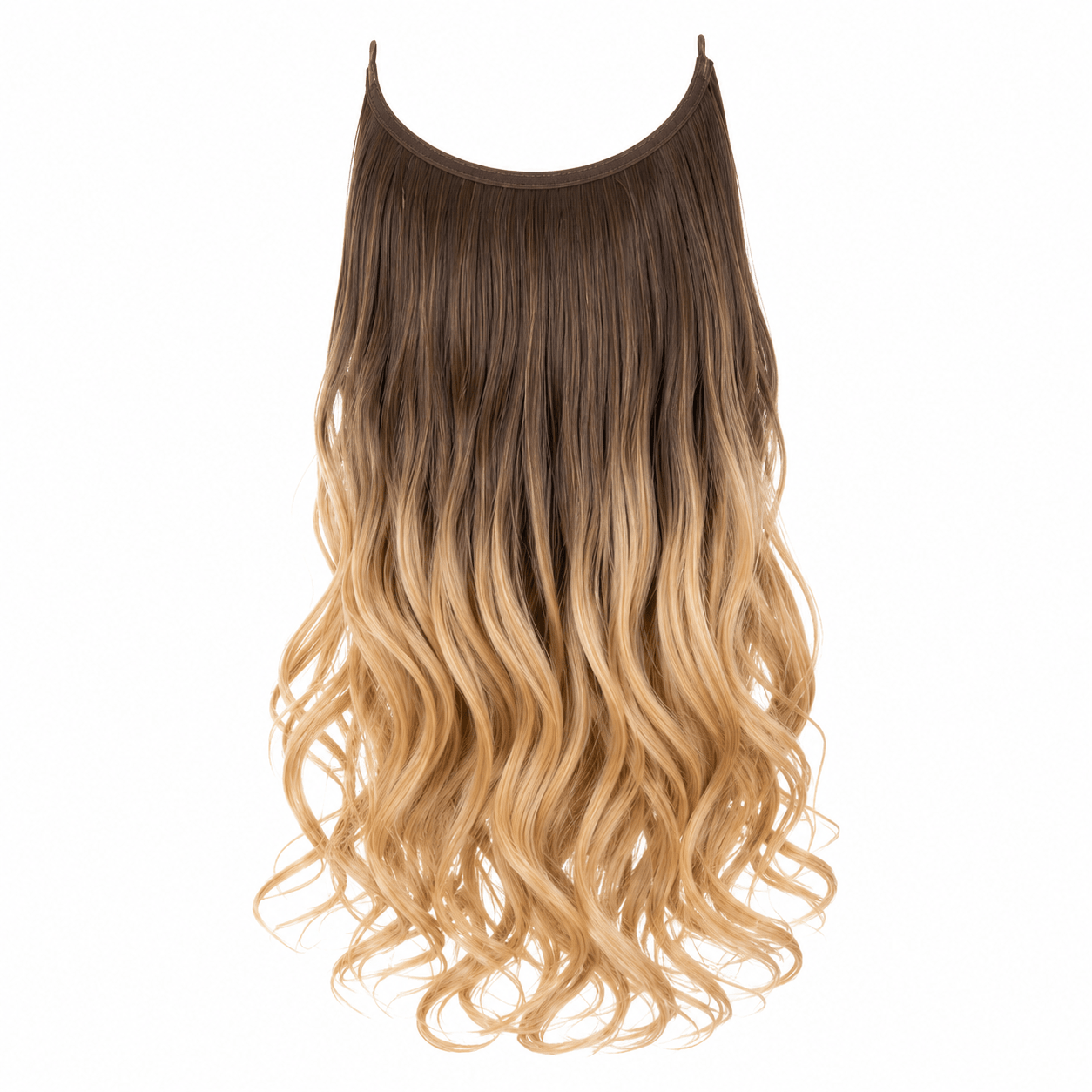 Wavy Invisible Wire Hair Extension Synthetic Fiber No-Clip Halo Design Very Popular - Glam N' Go Style