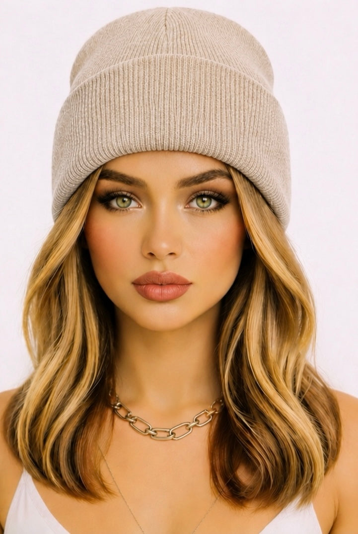 Oatmeal Beanie Wig- Blonde Shoulder Length Hair