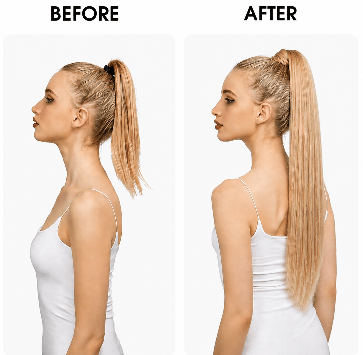24 Inch Straight Wrap Around Ponytail Extension Premium Synthetic Fiber Clip-In Hot Trending - Glam N' Go Style
