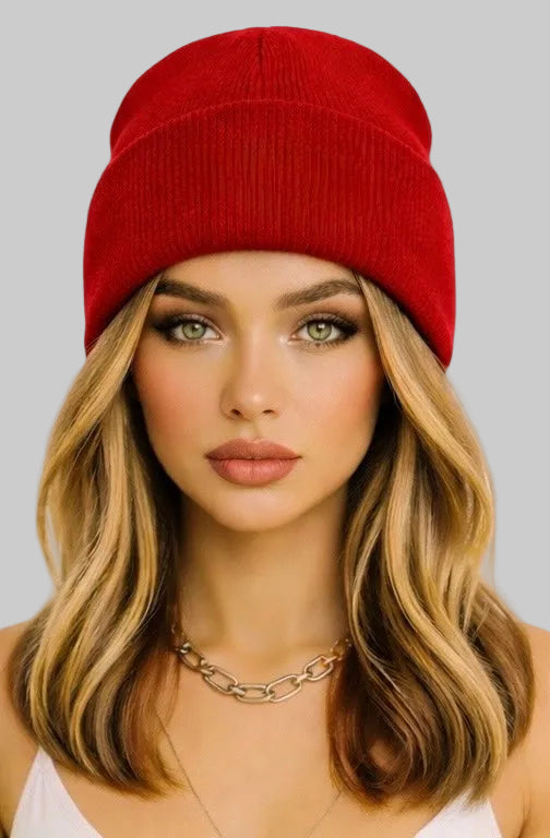 Red Beanie Wig- Blonde Shoulder Length Hair