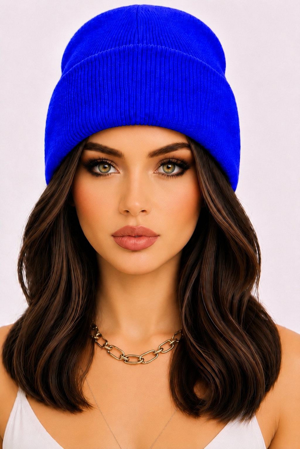 Gorgeous Medium Brown Hair with Beanie Wig- Shoulder Length Hair 12"
