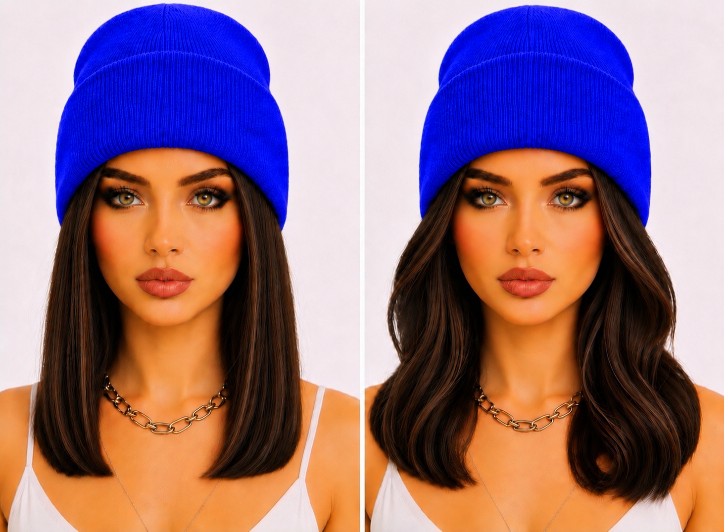 Gorgeous Medium Brown Hair with Beanie Wig- Shoulder Length Hair 12"