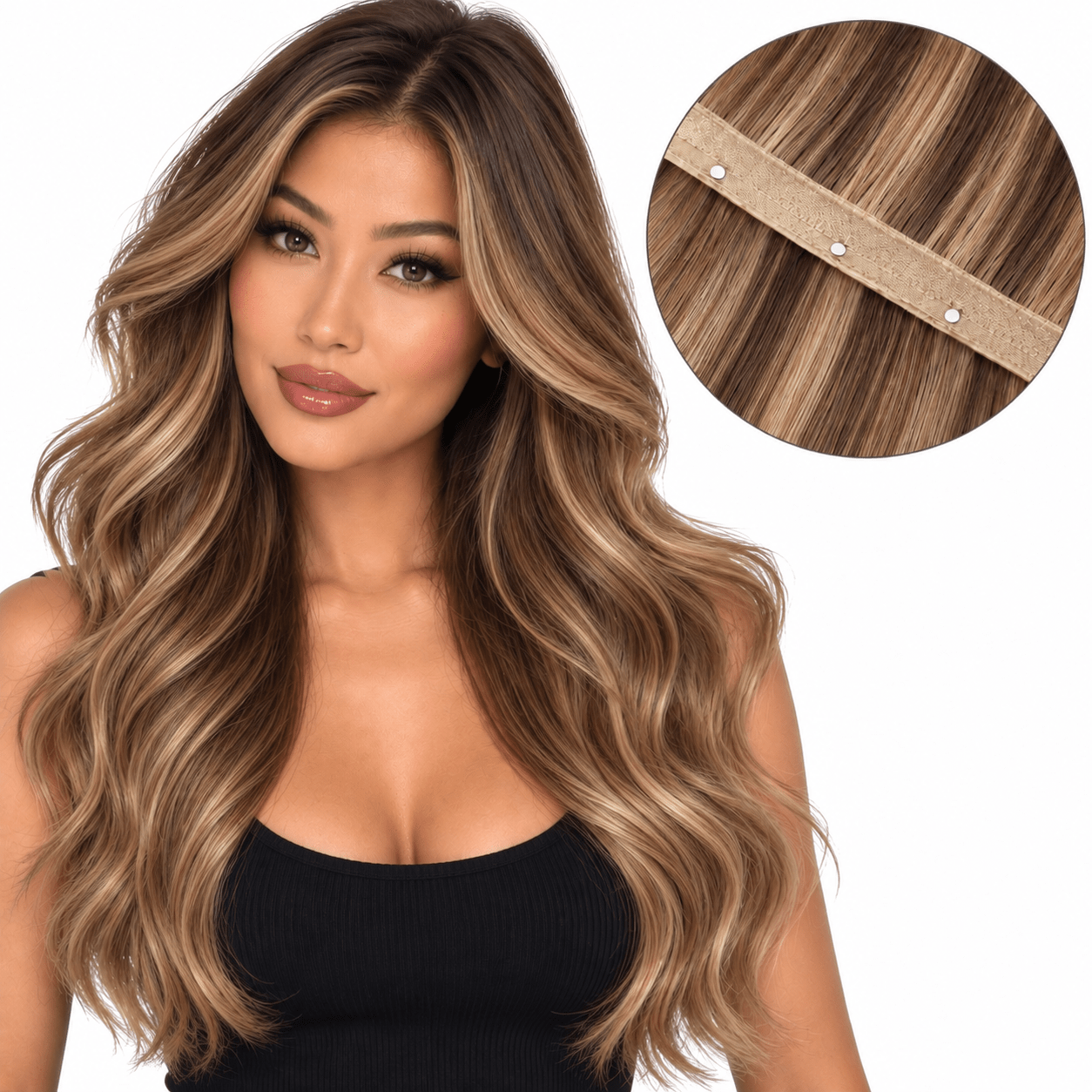 22" Human Hair Butterfly Weft Extensions | Balayage Highlighted Brown - Glam N' Go Style